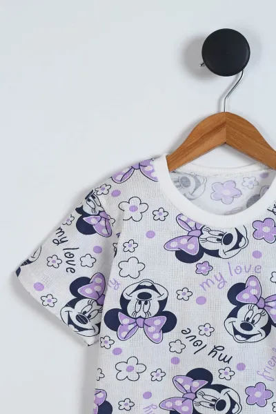 Lila (4-12 Yaş) Karakter Desenli Kısa Kol ve Şortlu Yazlık Kız Çocuk Pijama Takım 341034
