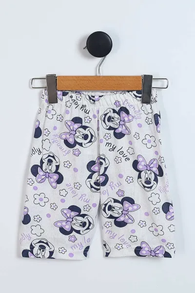 Lila (4-12 Yaş) Karakter Desenli Kısa Kol ve Şortlu Yazlık Kız Çocuk Pijama Takım 341034