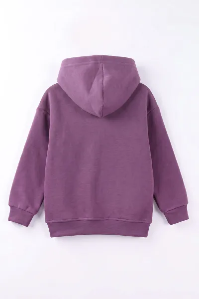 Lila (4-12 Yaş) Kelebek Süzene Nakışlı İçi Şardonlu Kız Çocuk Sweatshirt 495876