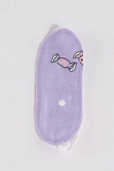 Lila (4-12 Yaş)Karakter  Baskılı Kısa Kol Ön Düğmeli Göz Bandı Detaylı Kız Çocuk Pijama Takım 453244
