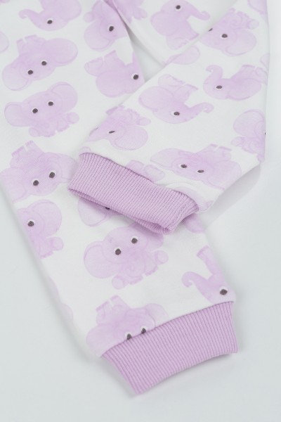 Lila (4-6 Yaş) Fil Baskılı Kız Çocuk Pijama Takı 132845