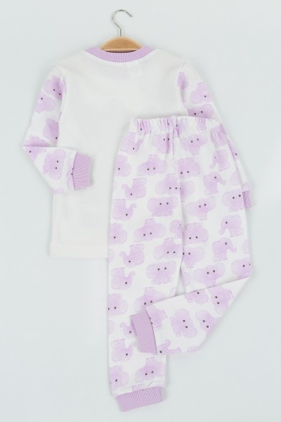 Lila (4-6 Yaş) Fil Baskılı Kız Çocuk Pijama Takı 132845