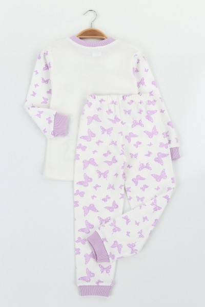 Lila (4-6 yaş ) Kelebek Desenli Kız Çocuk Pijama Takımı 128837