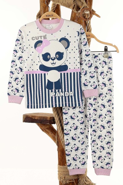Lila (4-6 Yaş) Panda Baskılı Kız Çocuk Pijama Takım 145178