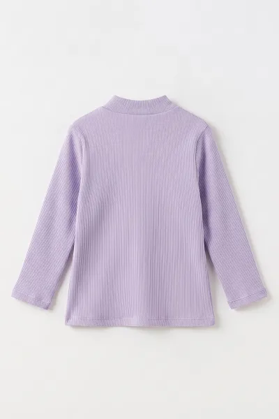 Lila (5-12 Yaş) Yarım Balıkçı Yaka Kaşkorse Kız Çocuk Body Sweatshirt 493046