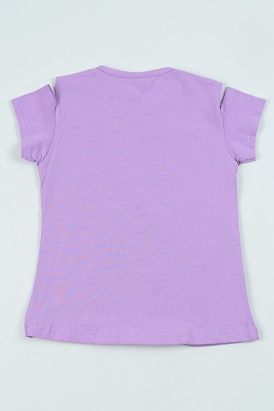 Lila (5-8 yaş) Flamingo Baskılı Kız Çocuk Tşört 105050