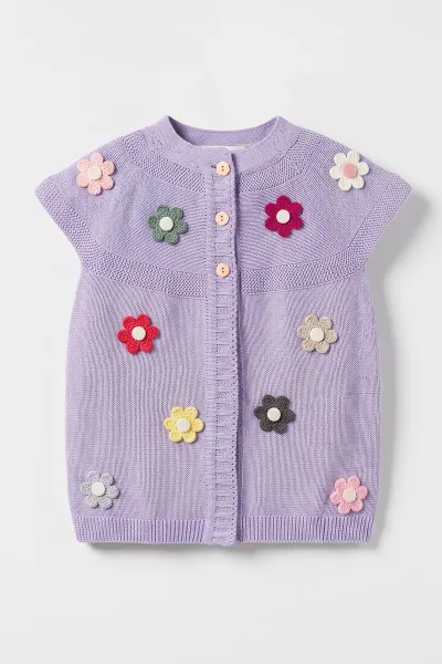 Lila (5-8 Yaş) Garson Boy Çiçek Motifli Robalı Kız Çocuk Yelek 474190