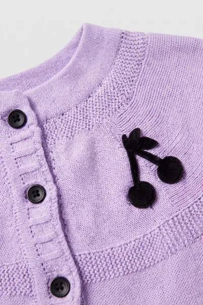 Lila (5-8 Yaş) Garson Boy Kiraz Nakışlı Düğmeli Kız Çocuk Yelek 474470