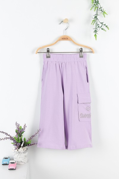 Lila (5-8 Yaş) You Are Baskılı Kargo Cep Detaylı Kız Çocuk Takım 172746