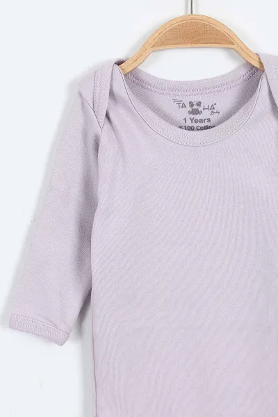 Lila (6-12 Ay ) Uzun Kol Düz Bebek Çıtçıtlı Badi 401341
