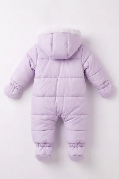 Lila (6-18 Ay)İçi Kürklü Çıkarılabilir Patik ve Eldivenli Kapüşonlu Bebek Kozmonot Astronot Tulum 490043