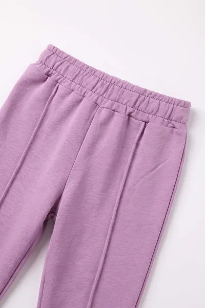 Lila (6-24 Ay) Çiçek Baskılı Fırfırlı Penye Kız Bebek Takım 485393