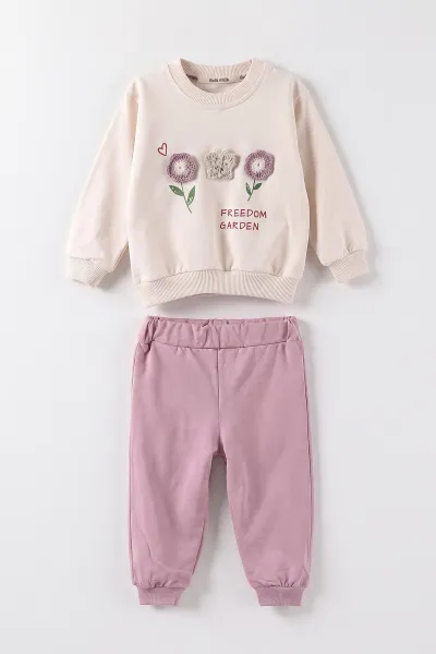 Lila (6-24 Ay) Çiçek Desenli Kız Bebek 2'li Takım 475229