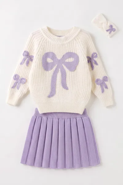 Lila (6-24 Ay) Fiyonk Nakışlı Bandanalı Şortlu Kız Bebek Takım 474158