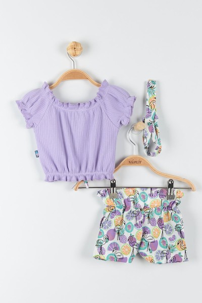 Lila (6-24 Ay) Flamingo Desenli Kız Bebek Takım 175714