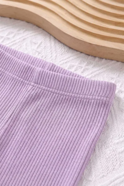 Lila (6-24 Ay) Kalp Desenli Nakışlı Fitilli Taytlı Kız Bebek Takım 478673