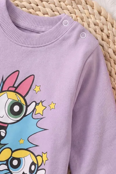 Lila (6-24 Ay) Karakter Baskılı Fitilli Taytlı 2'li Kız Bebek Takım 472679