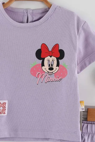 Lila (6-24 Ay) Karakter Baskılı Şortlu Süprem  Kız Bebek Yazlık Takım 461818