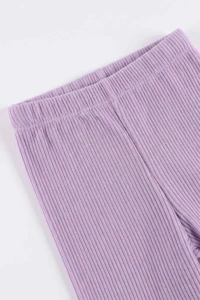 Lila (6-24 Ay) Kurdelalı Alt Fitilli Taytlı Kız Bebek 2'li Takım 478537