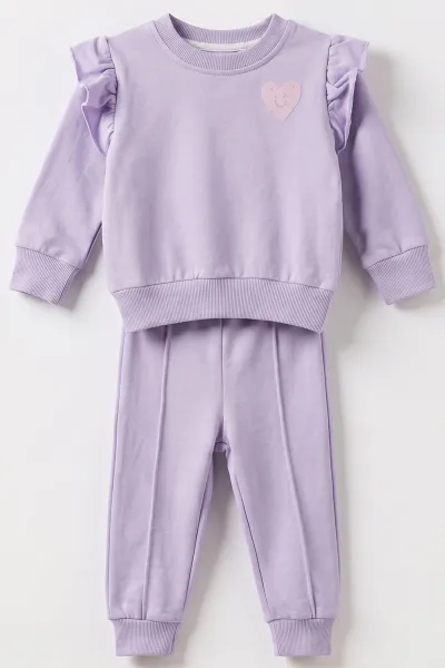 Lila (6-24 Ay) Ön Arka Kalp Baskılı 2 İp Kız Bebek Takım 490658