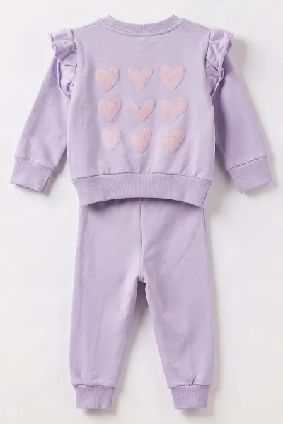 Lila (6-24 Ay) Ön Arka Kalp Baskılı 2 İp Kız Bebek Takım 490658