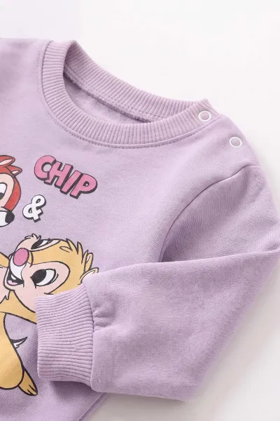 Lila (6-24 Ay) Sincap Baskılı Sweat ve Fitilli İspanyol Paça  Taytlı   Kız Bebek 2'li  Takım 472656