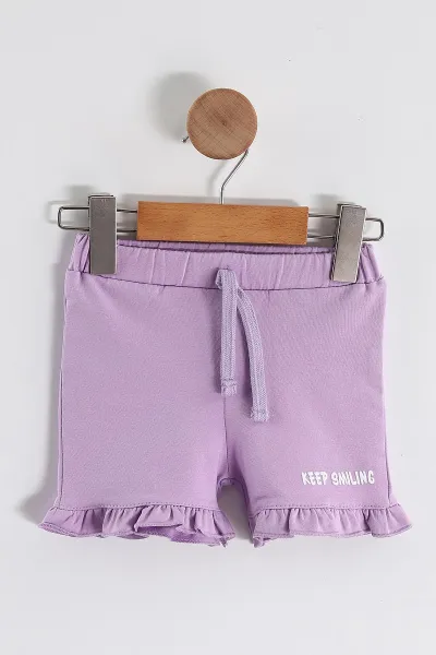 Lila (6-24 Ay) Smile Papatya Baskılı Fırfırlı Tişörtlü ve Şortlu Süprem Kız Bebek 2'li Takım 461654