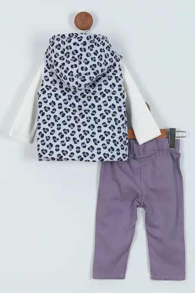 Lila (6-24 Ay) Yelekli Baskılı Kız Bebe Takım 230769
