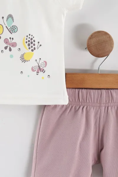 Lila (6-24 Ay)Kelebek Baskılı Kız Bebek Takım 467650