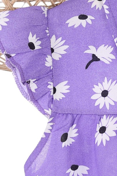 Lila (7-10 Yaş) Çiçek Baskılı Çıtçıtlı Şortlu Kız Çocuk Takım 166419
