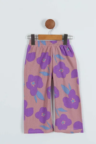Lila (7-10 Yaş) Fırfırlı Desenli Kız Çocuk Takım 272512