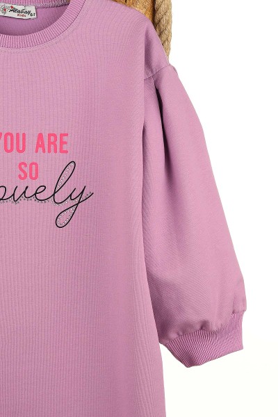 Lila (7-10 Yaş) You Are So Baskılı Kız Çocuk Tunik 155289