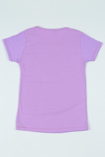 Lila (7-12 yaş) Kelebek Baskılı Kız Çocuk Tişört 106936