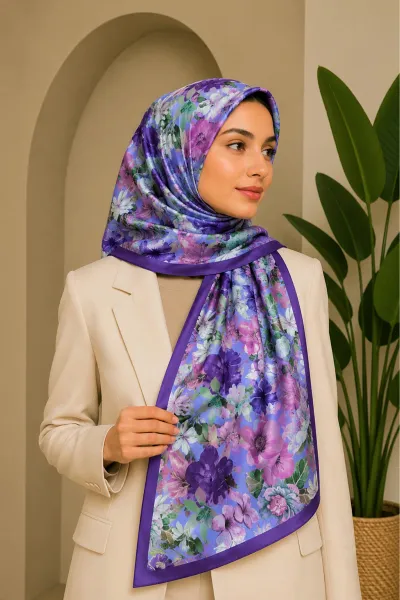 Lila 70x180 Cm Dijital Baskılı Botanik Desen Soft Şal 482161