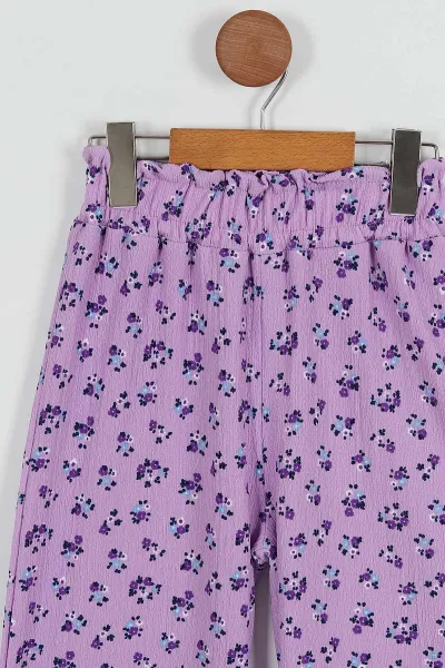Lila (8-12 Yaş) Baskılı Bürümcük Kumaş Kız Çocuk Takım 253842