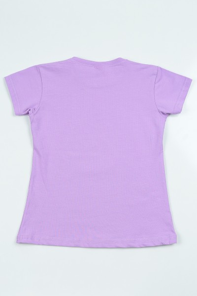 Lila (9-12 Yaş) Baskılı Kız Çocuk Tişört 105282