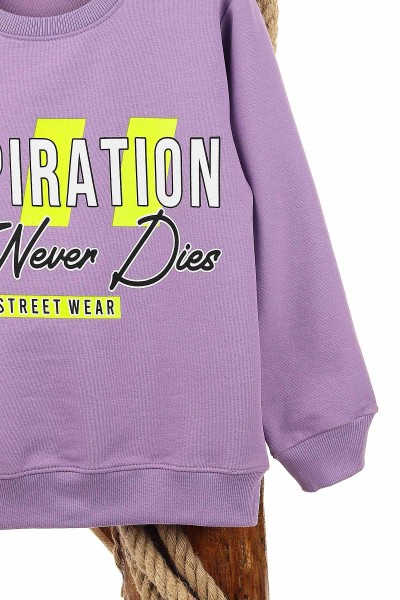 Lila (9-12 Yaş) Inspıratıon Baskılı Kız Çocuk Sweat 150976