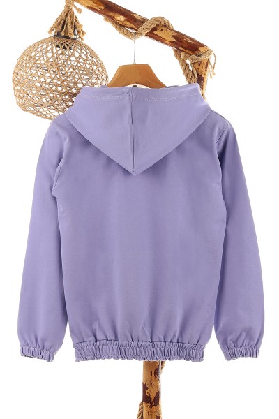 Lila (9-12 Yaş) Kapüşonlu Mevsimlik Kız Çocuk sweat 157097