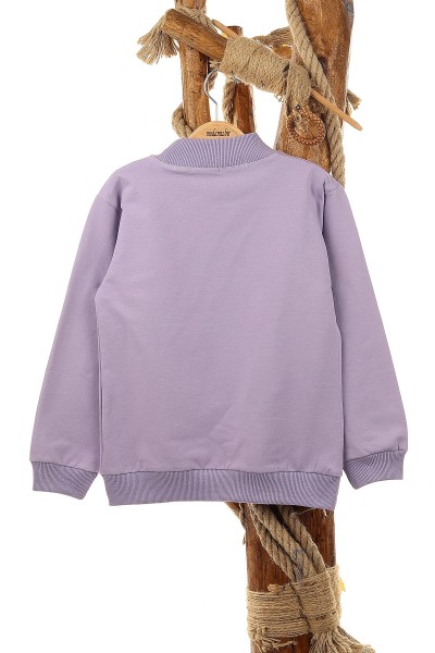 Lila (9-12 Yaş) Küpeli Kız Baskılı  İki İp Şardonlu Kız Çocuk Sweat 149075