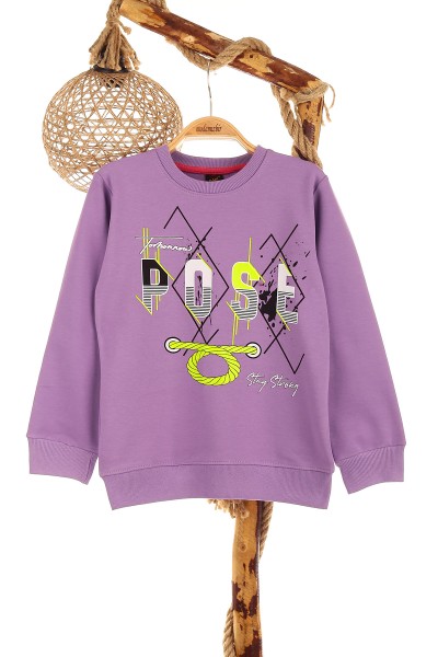 Lila (9-12 Yaş) Rose Baskılı Kız Çocuk Sweat 150956