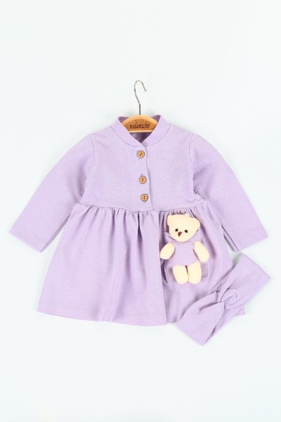 Lila (9-24 ay) Ayıcıklı Kız Çocuk Elbise 125141