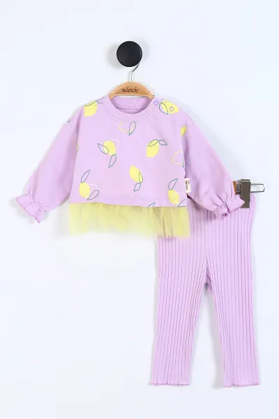Lila (9-24 Ay)Limon Baskılı Tütü Etekli Kız Bebek Takım 336027