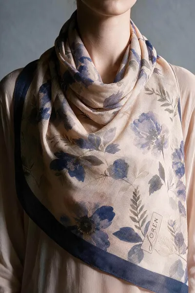Lila 90x90 Cm Dijital Baskılı Rosalie Desen Soft Eşarp 498545
