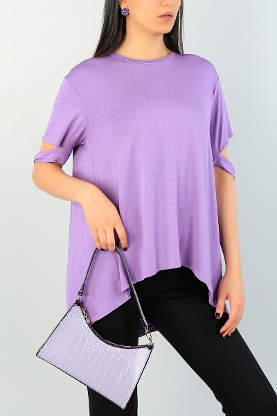 Lila Asimetrik Kesim Bluz 68661