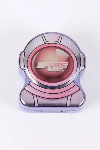 Lila Astronot Figürlü Çift Gözlü Hazneli Kapaklı Mikro Metal Kalemtraş 413851