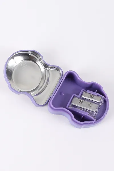 Lila Astronot Figürlü Çift Gözlü Hazneli Kapaklı Mikro Metal Kalemtraş 413851