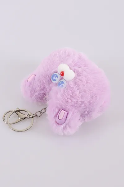 Lila Ayıcık Figürlü Peluş Anahtarlık&Çanta Süsü 404654