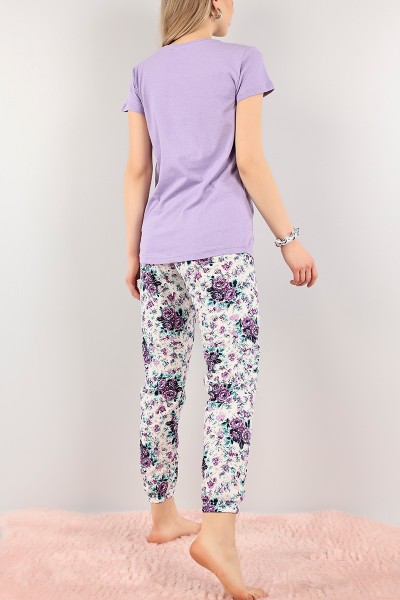 Lila Baskılı Bayan Pijama Takımı 108495