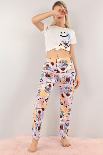 Lila Baskılı Bayan Pijama Takımı 123046