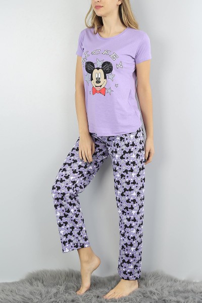 Lila Baskılı Bayan Pijama Takımı 54477